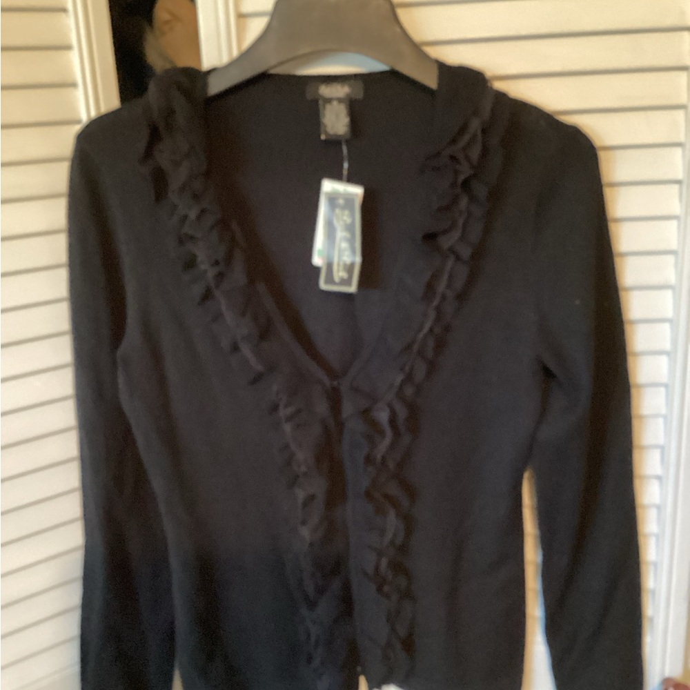 Vintage Peek & Peck ladies black long sleeve cardigan